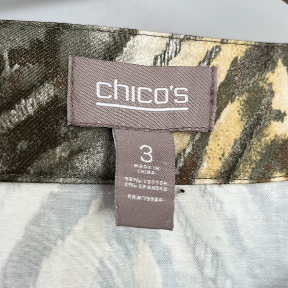 Chico’s Animal Print Green Gray Lightweight Blazer Jacket, Size XL - Picture 5 of 14